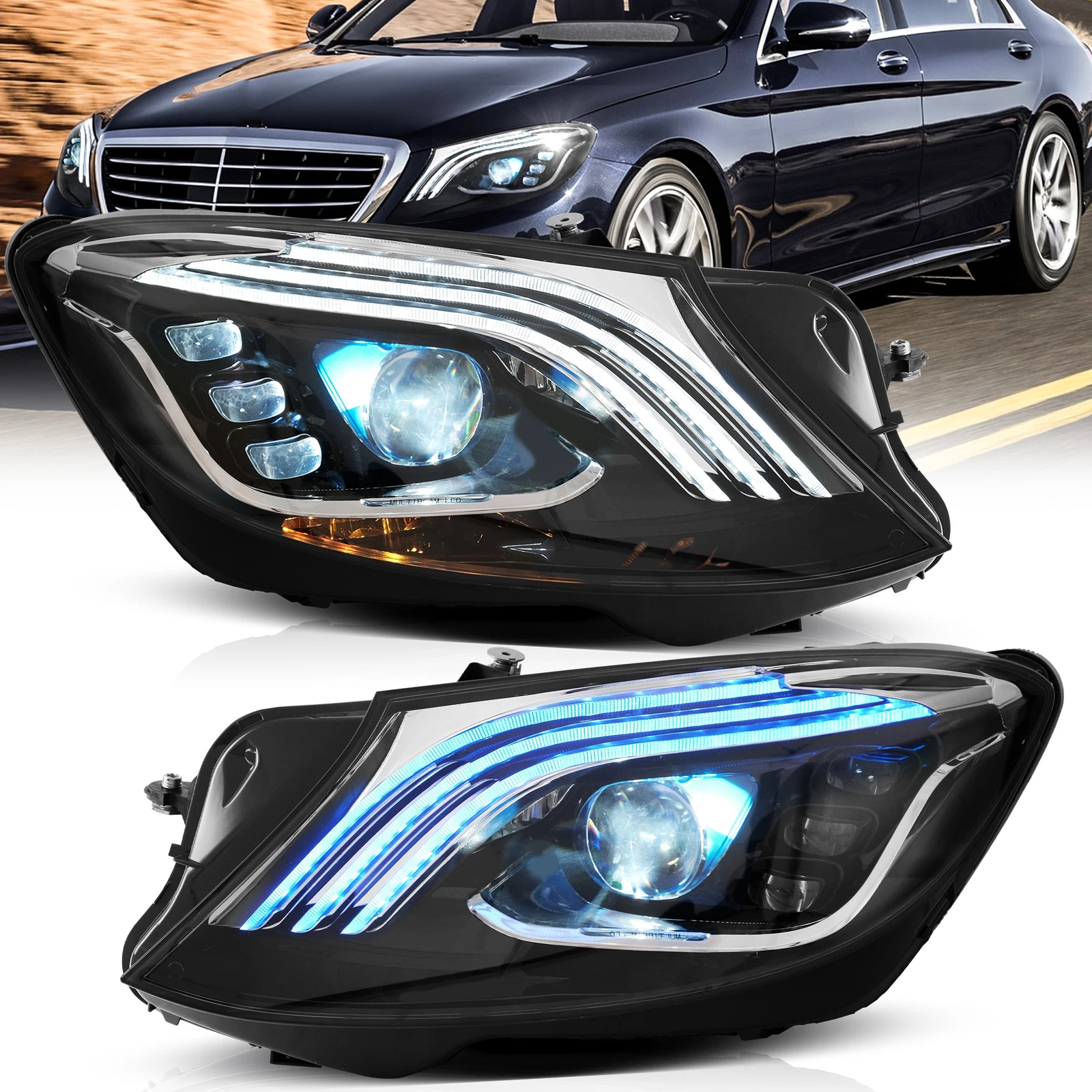 Mercedes-Benz S-Class Full LED Headlight Upgrade — 2014–2017 (2018+ OE Style with DRL)